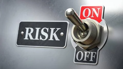 Risk on and risk off retro switch state and sentiment in the stock market.... Stock Photos