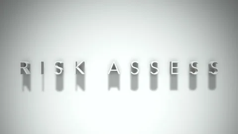Risk assess 3D title animation with shadows on a white background Stock Footage 297458799