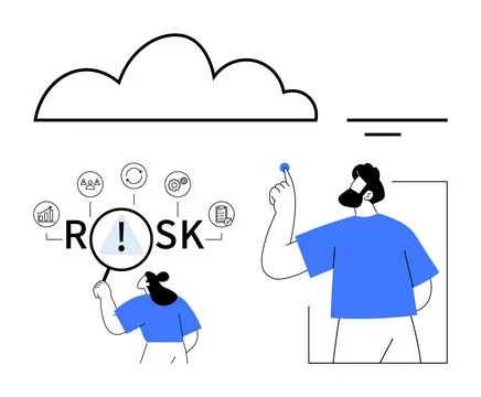 Risk assessment, cloud security, data analysis, threat detection, decision-ma Illustrazione stock