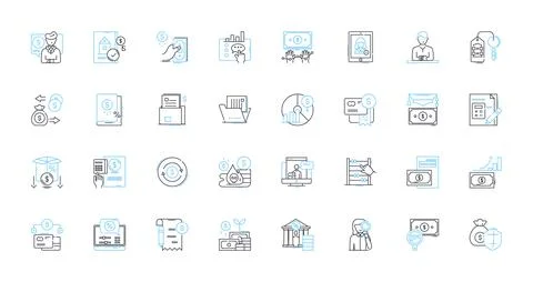 Risk assessment linear icons set. Probability, Consequence, Hazard Stock Illustration