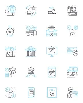 Risk assessment linear icons set. Probability, Vulnerability, Threat, Hazard Stock Illustration