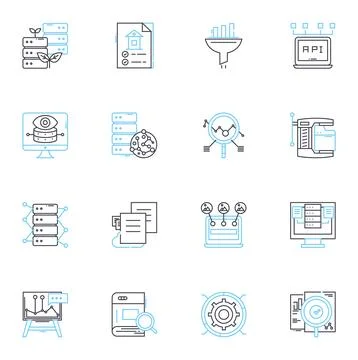 Risk assessment linear icons set. Probability, Uncertainty, Vulnerability Stock Illustration