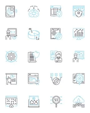 Risk assessment linear icons set. Probability, Uncertainty, Vulnerability 스톡 일러스트