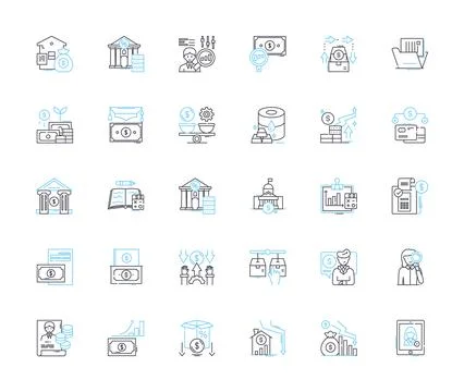 Risk assessment linear icons set. Probability, Consequence, Hazard Stock Illustration