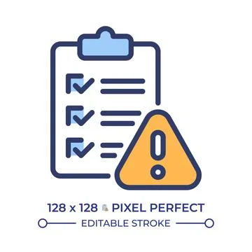 Risk assessment pixel perfect line color icon Stock Illustration