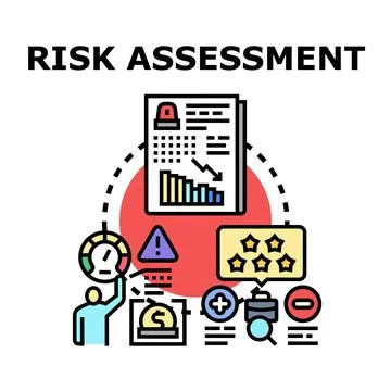 Risk assessment process analyzing business and financial data Stockillustratie