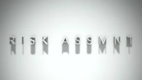 Risk assmnt 3D title animation with shadows on a white background Stock Footage 297458800