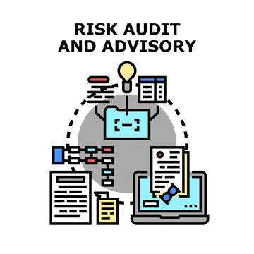 Risk audit advisory service evaluating business analysis process 库存插图