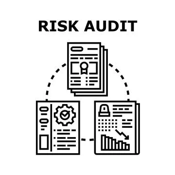 Risk audit evaluation process with financial documents Stock Illustration