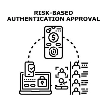 Risk based authentication approval system concept 스톡 일러스트