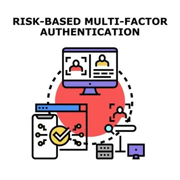 Risk based multi factor authentication process concept Stock Illustration