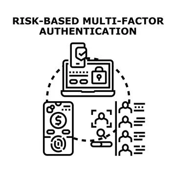 Risk based multi factor authentication protecting digital data access Stock Illustration