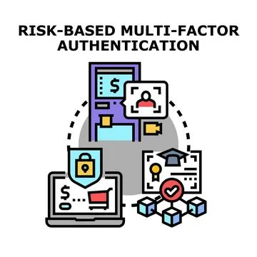 Risk based multi factor authentication concept Stock Illustration