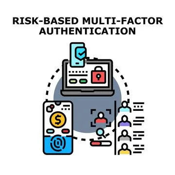 Risk based multi factor authentication protecting digital data access Stock Illustration