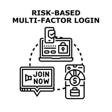 Risk based multi factor login providing secure account access Stock Illustration