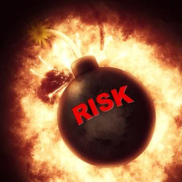  Risk Bomb Showing Problems Exploding And Crisis Illustrazione stock