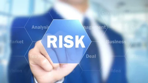 Risk, Businessman Using Augmented Holographic Interface Stock Footage 90076350