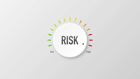 Risk button pointing low and high. Motion graphics. Stock-Footage 156577422