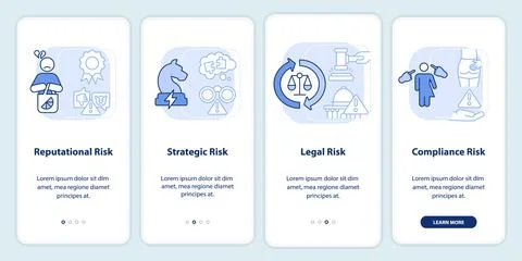 Risk categorizations light blue onboarding mobile app screen Stock Illustration