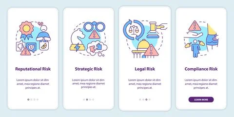 Risk categorizations onboarding mobile app screen Stock Illustration