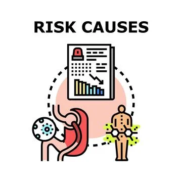 Risk causes analysis impacting health and finance Stock Illustration