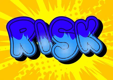 Risk. Comic book word text on abstract comics background. Retro pop art style Stock-Illustration