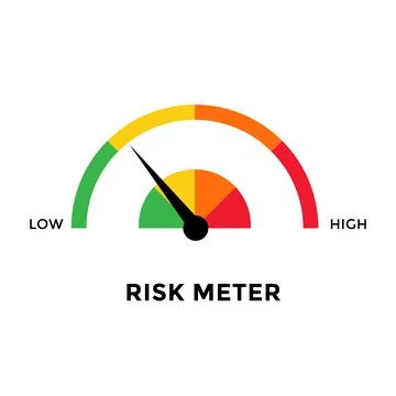 Risk concept on speedometer. Vector icon Stock Illustration