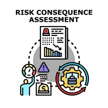 Risk consequence assessment process analyzing business impact 스톡 일러스트