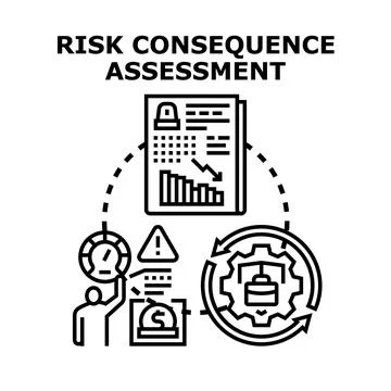 Risk consequence assessment process analyzing business impact 库存插图