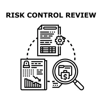 Risk control review process for business analysis Stockillustratie