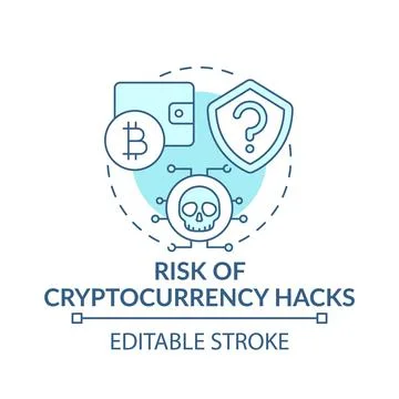 Risk of cryptocurrency hacks concept icon Stock Illustration