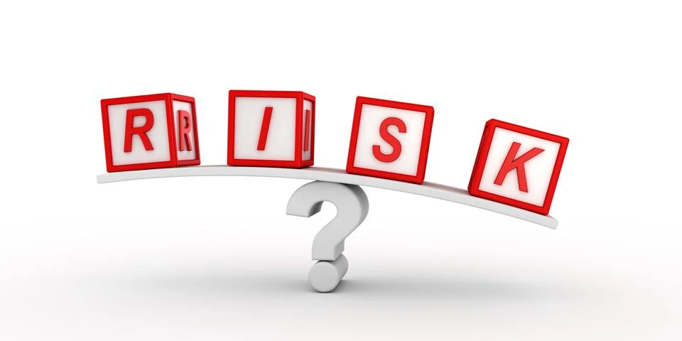 Risk cubes  balancing on question Stock Illustration