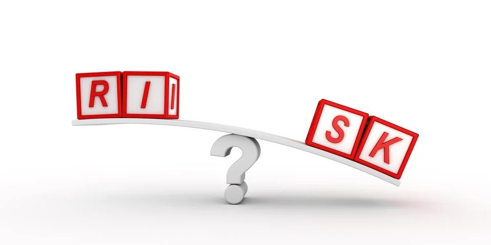 Risk cubes  balancing on question Stock Illustration