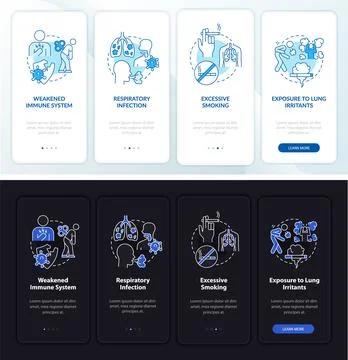 Risk of develop pneumonia onboarding mobile app page screen Stock Illustration