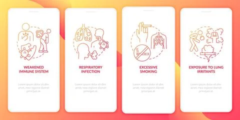 Risk of developing pneumonia onboarding mobile app page screen Ilustración de archivo