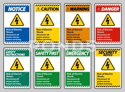 Risk of electric shock Symbol Sign Isolate on White Background: Graphic ...