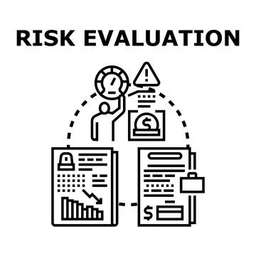 Risk evaluation process managing potential business threats Illustrazione stock