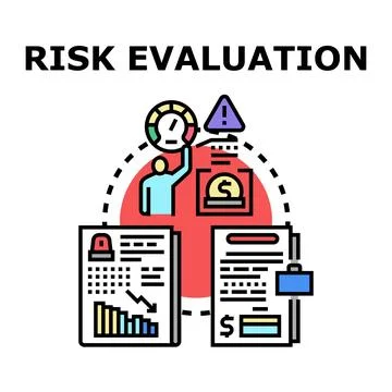 Risk evaluation process managing potential business threats 库存插图
