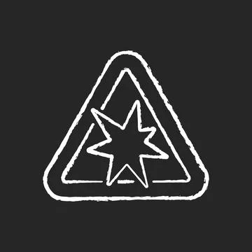 Risk of explosion chalk white icon on black background Stock Illustration