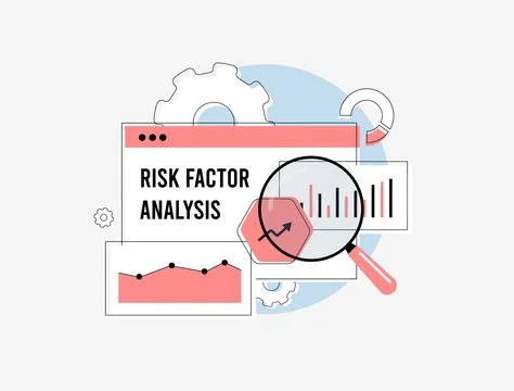 Risk factor analysis and prediction model for effective risk management. Data Illustrazione stock