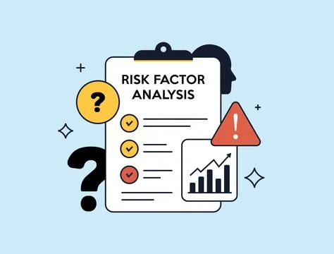 Risk factor analysis supports business forecasting and financial risk evaluation Stockillustratie