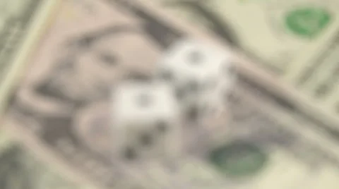 Risk factor on dollar investments dices on banknotes rotating (1:1 version) Video stock 59149891
