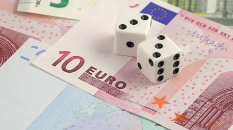 Risk factor on european investments dices on banknotes rotating  Stock Footage 59150059