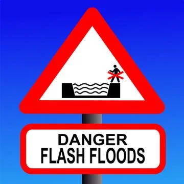 Risk of flash flooding sign Stock Illustration