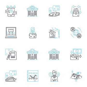 Risk funds linear icons set. Diversification, Investment, Allocation, Portfolio Stock Illustration