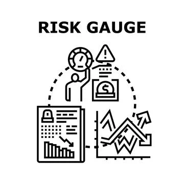 Risk gauge concept analyzing financial market volatility Stock Illustration