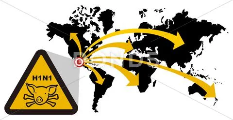 Risk of global epidemic of swine flu Stock Illustration