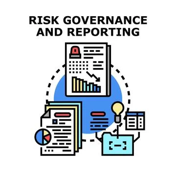 Risk governance reporting, management, analysis, and data Stockillustratie