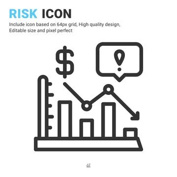 Risk icon vector with outline style isolated on white background Illustrazione stock