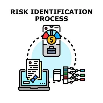 Risk identification process analyzing business financial data Stockillustratie